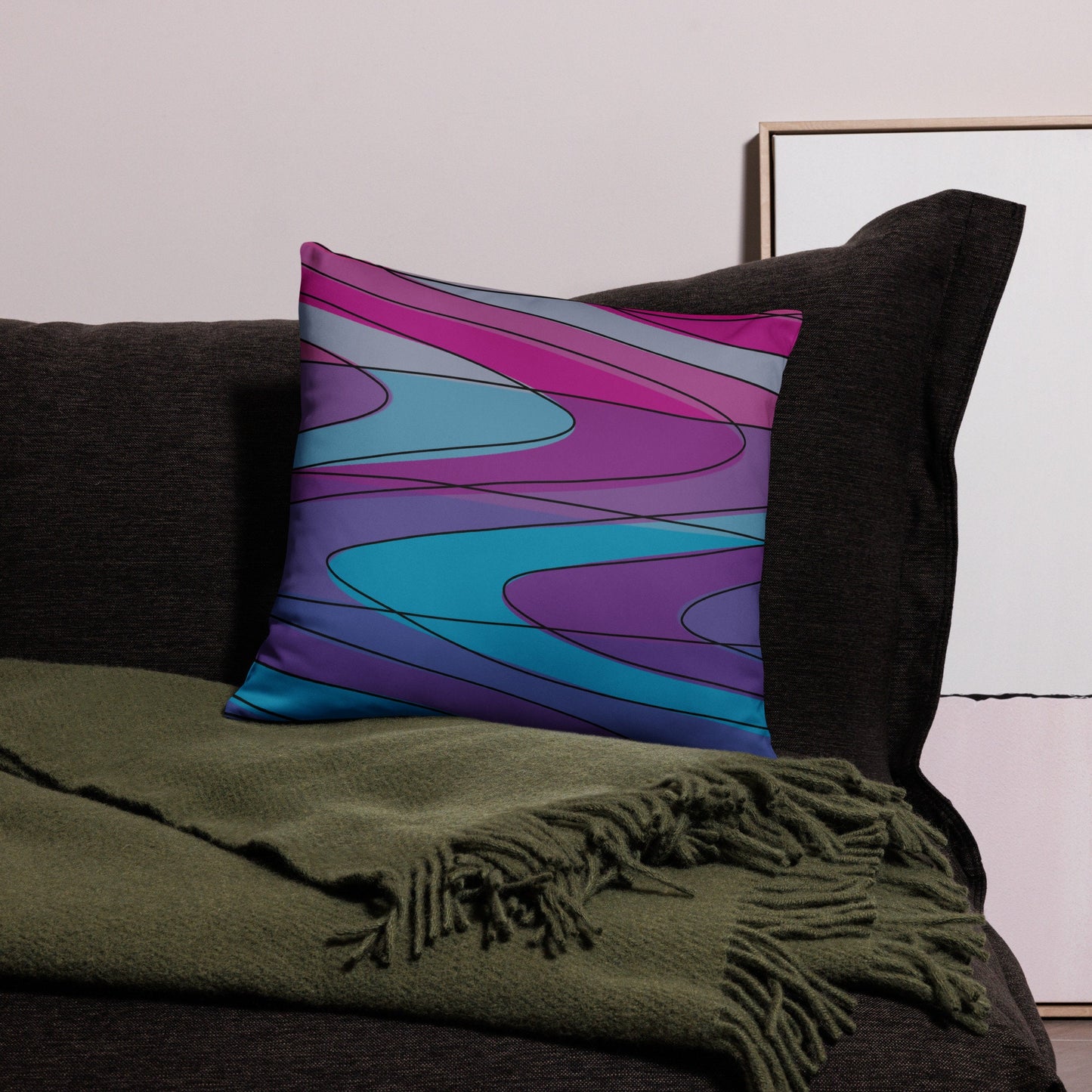 Blue and Purple Lined Waves Pillow Case