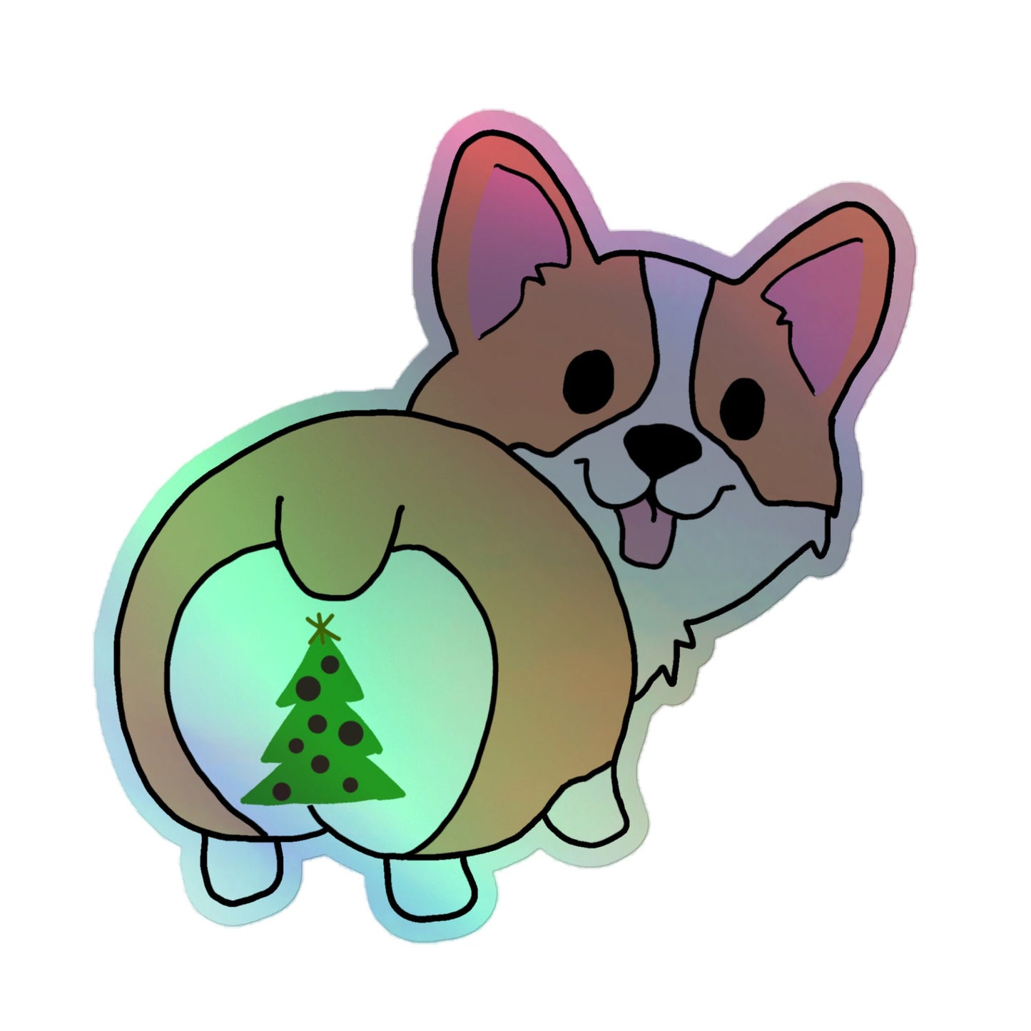 Merry Corgmas! Holographic sticker