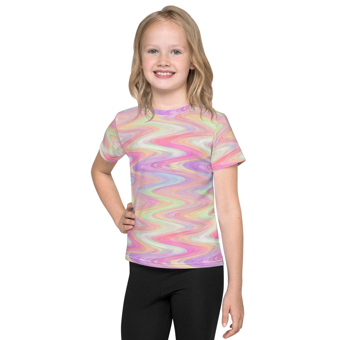 Pastel Star Burst Waves Kids crew neck t-shirt