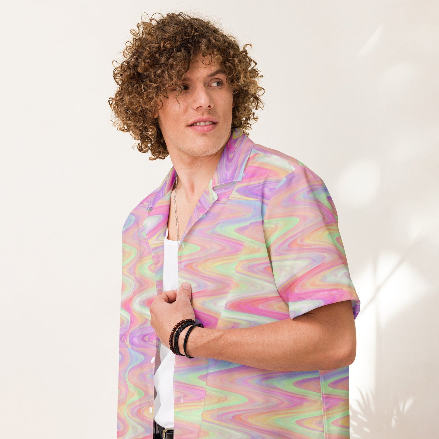 Pastel Star Burst Waves Unisex button shirt