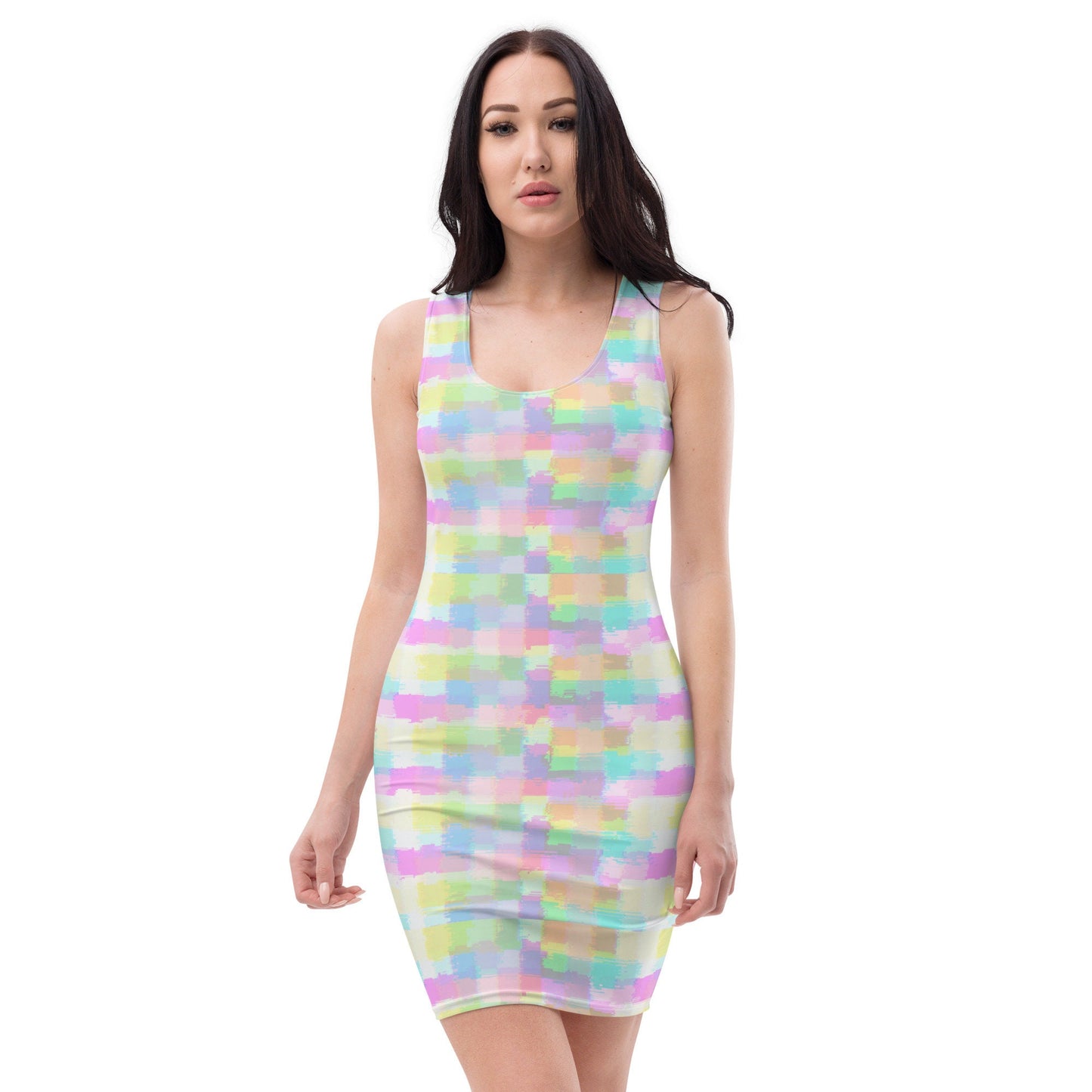 Spring Pastel Squares Bodycon dress
