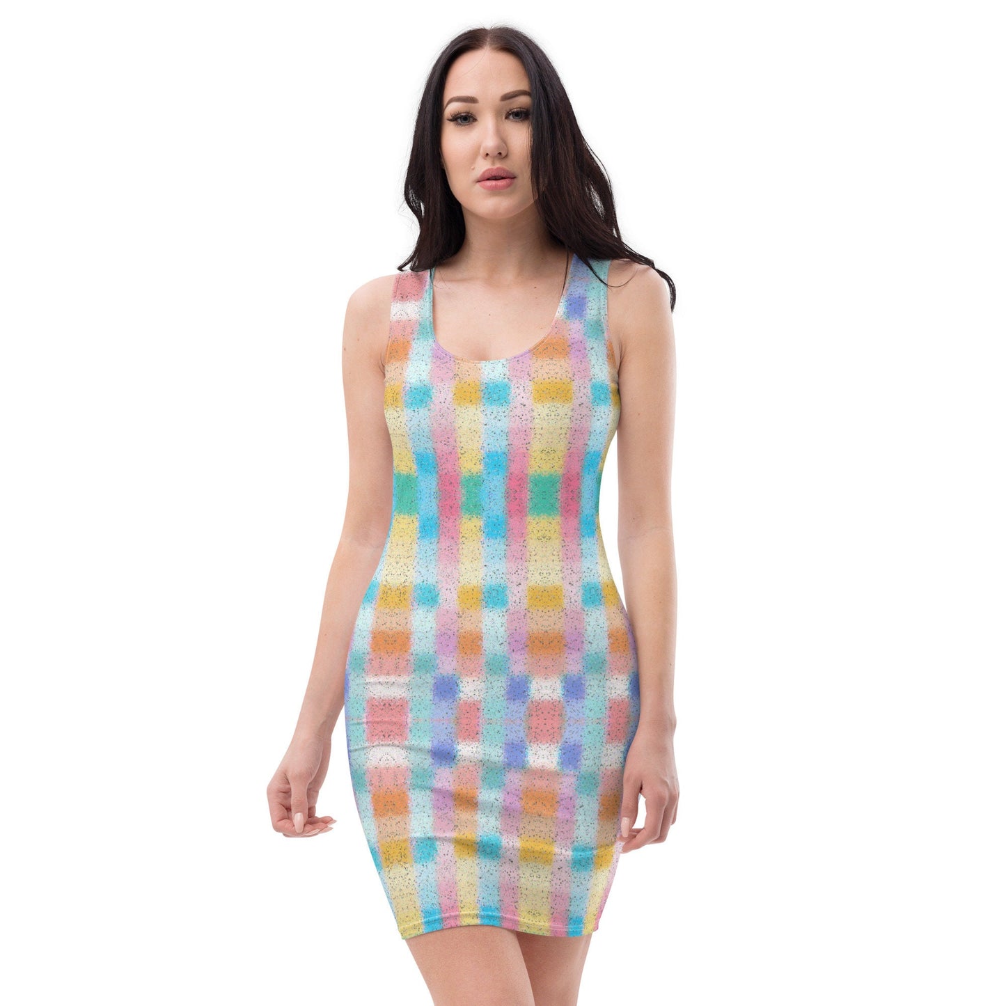 Pastel Rain Squares Bodycon dress