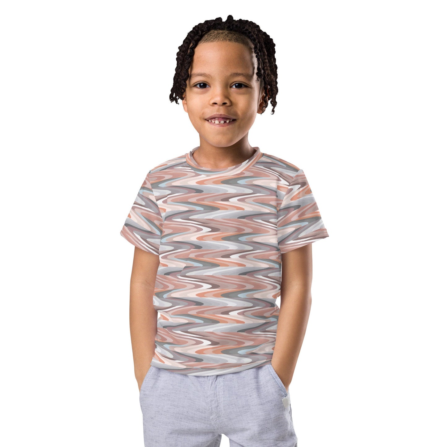 Pastel Pebble Waves Kids crew neck t-shirt