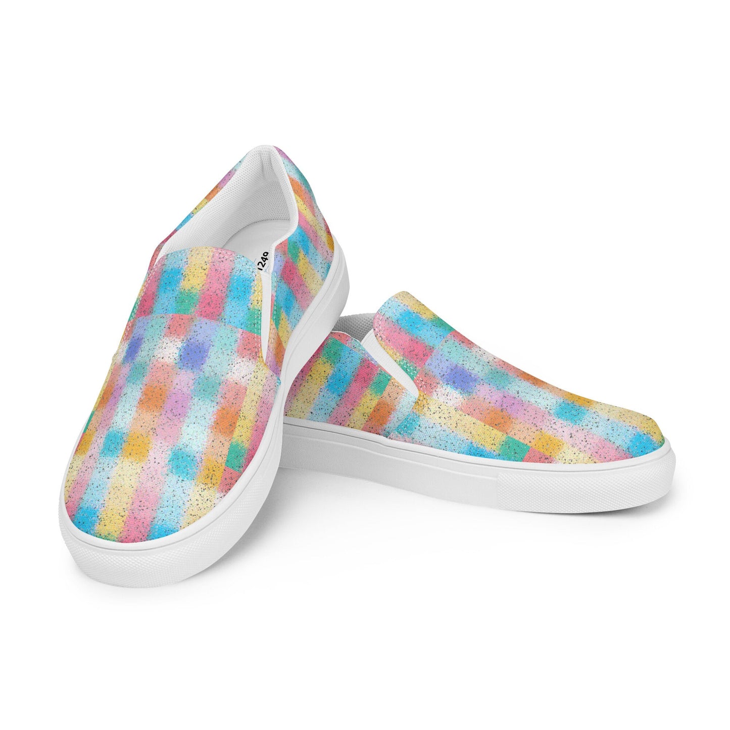 Pastel Rain Squares Men’s slip-on canvas shoes