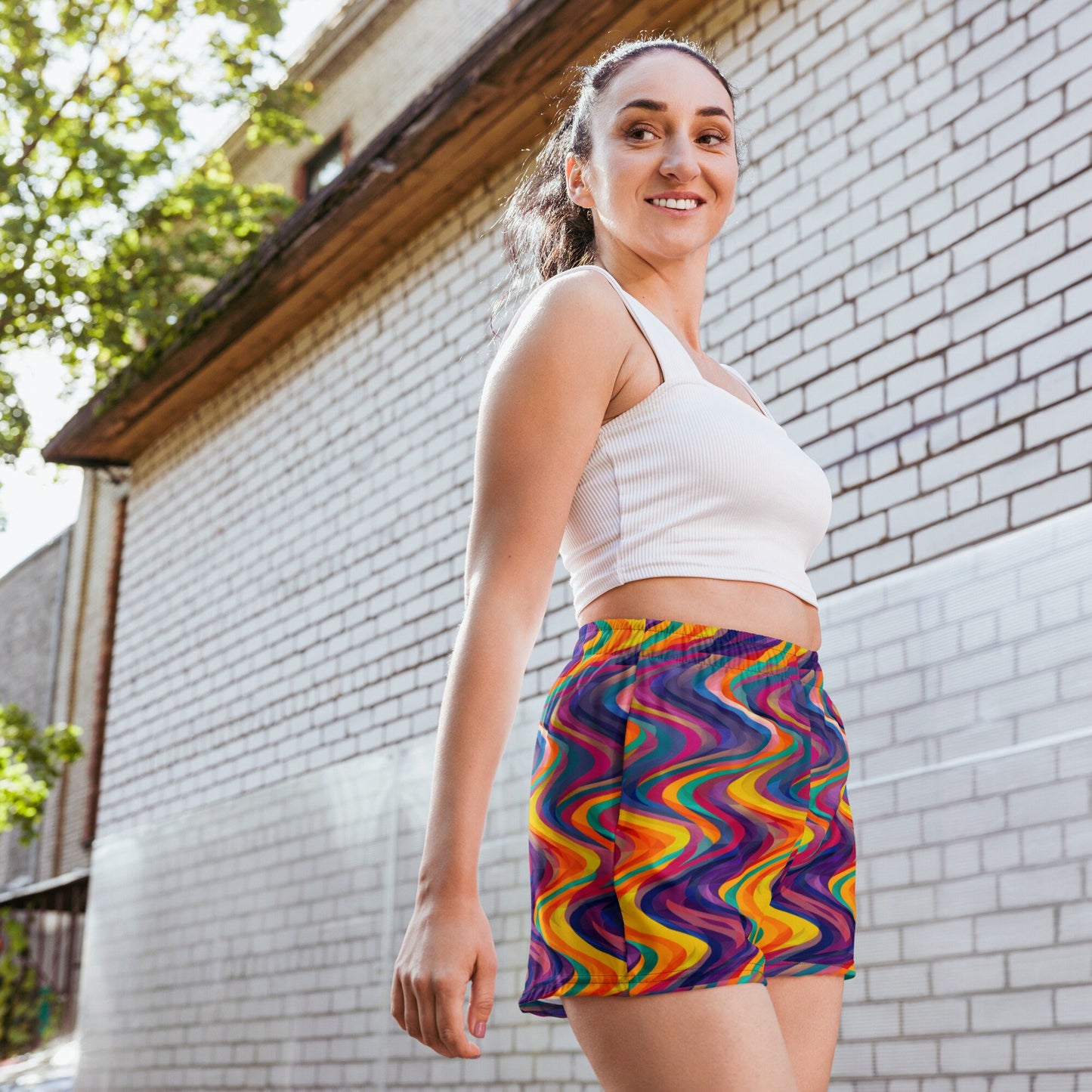 Party Streamer Waves Women’s Recycled Athletic Shorts