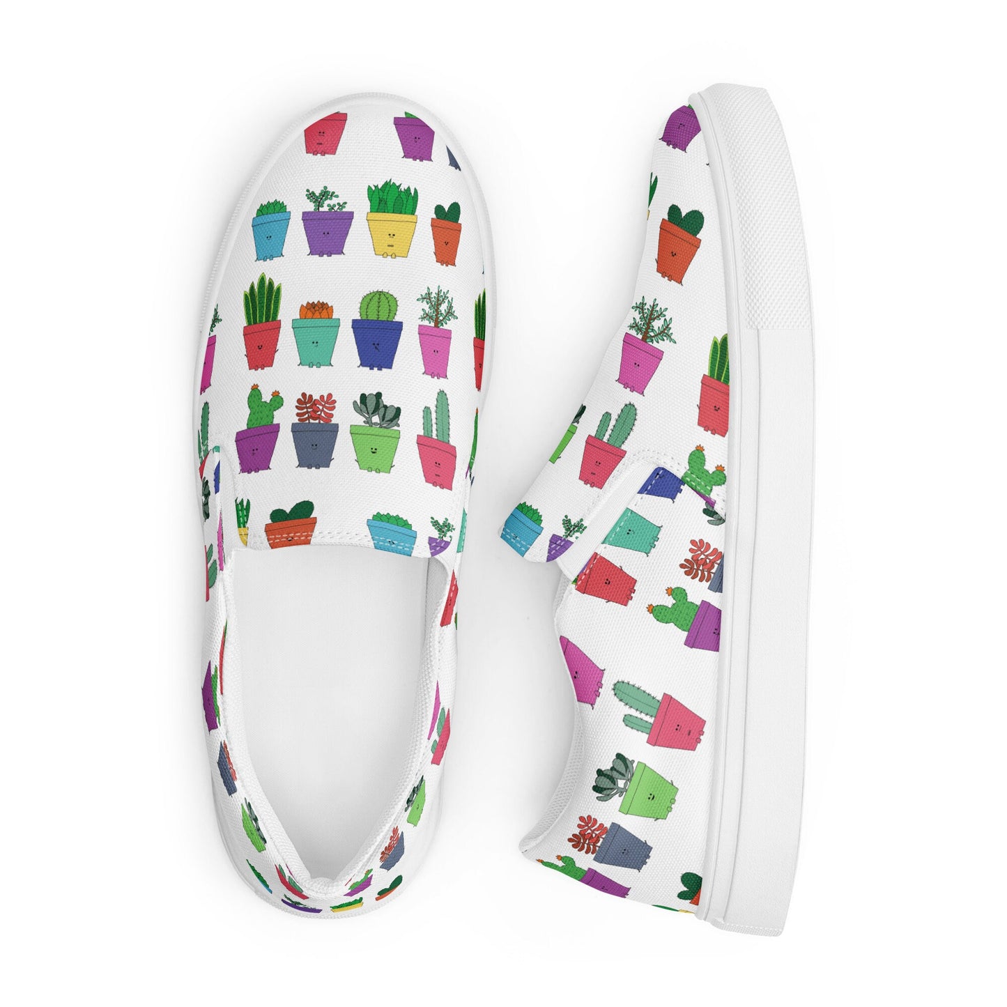 Happy Succulent Pots Women’s slip-on canvas shoes