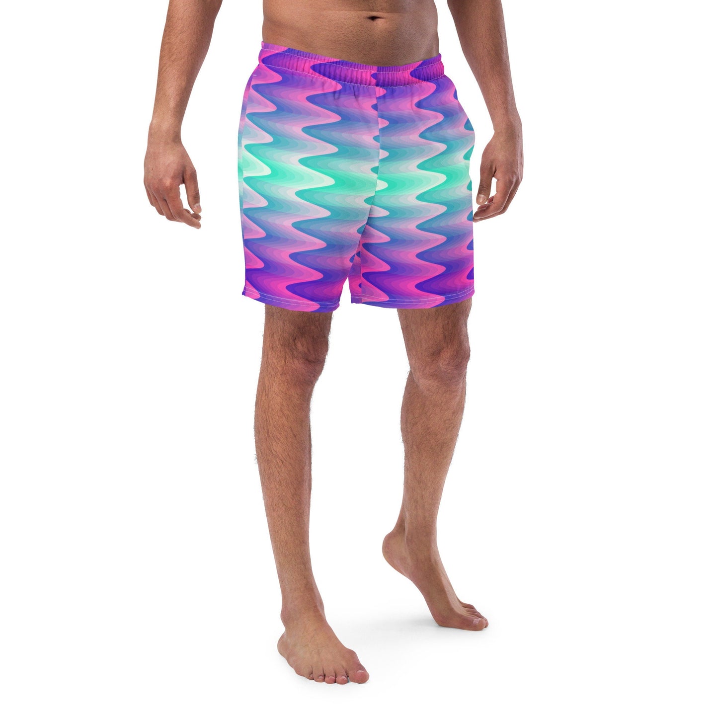 Rainbow Sherbet Waves Men's swim trunks