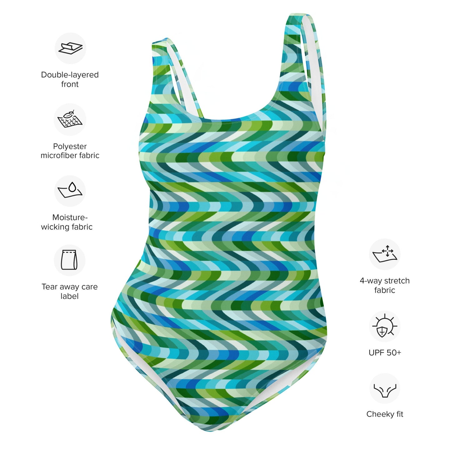 Tranquil Pond Waves One-Piece Swimsuit