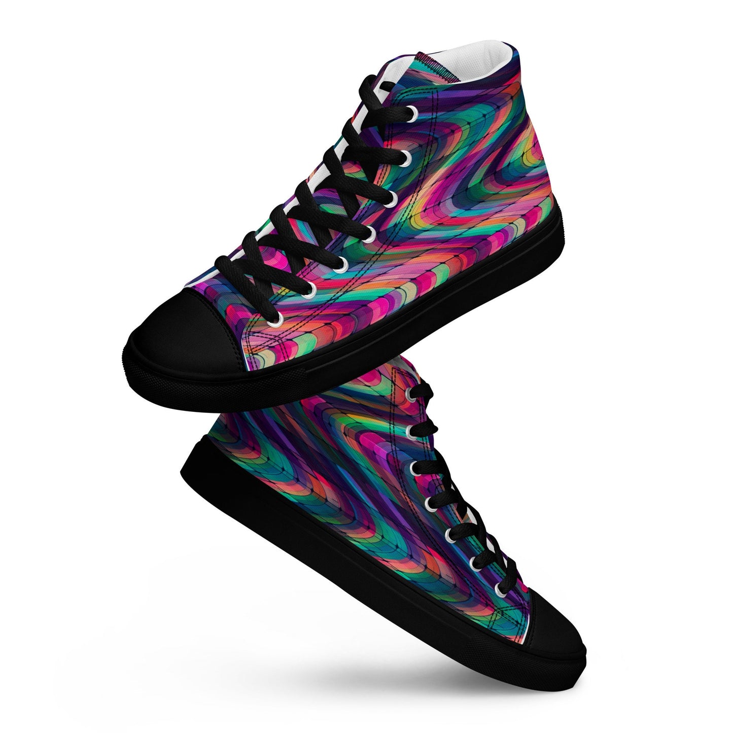 Small Glass Tile Waves Women’s high top canvas shoes