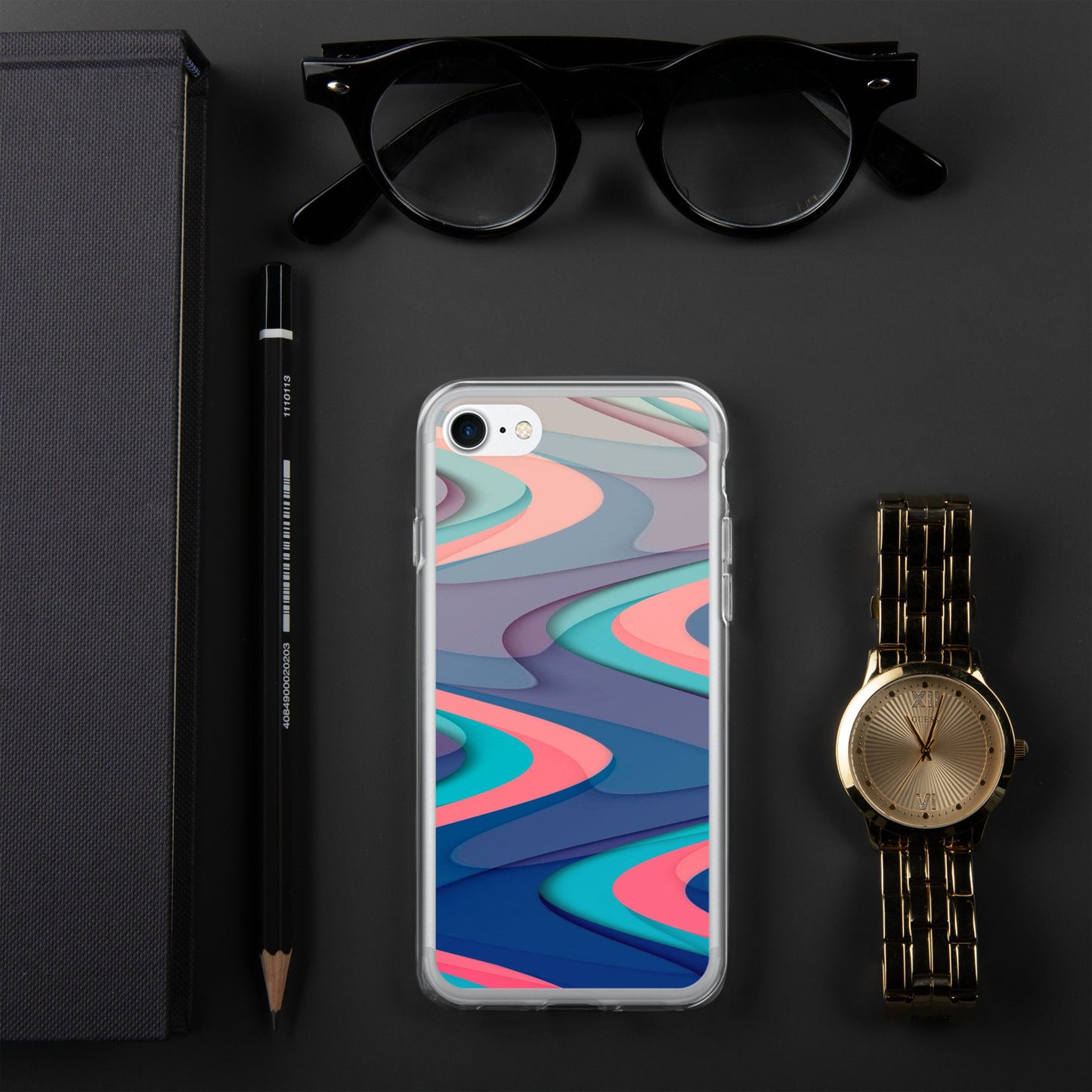 Neon Layered Waves Clear Case for iPhone®