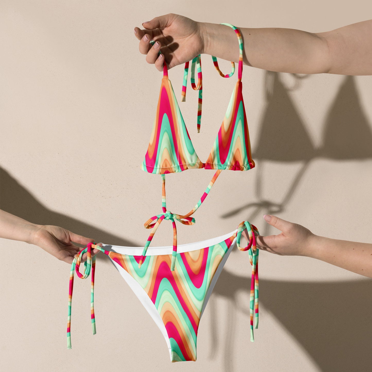 Ice Cream Waves All-over print recycled string bikini