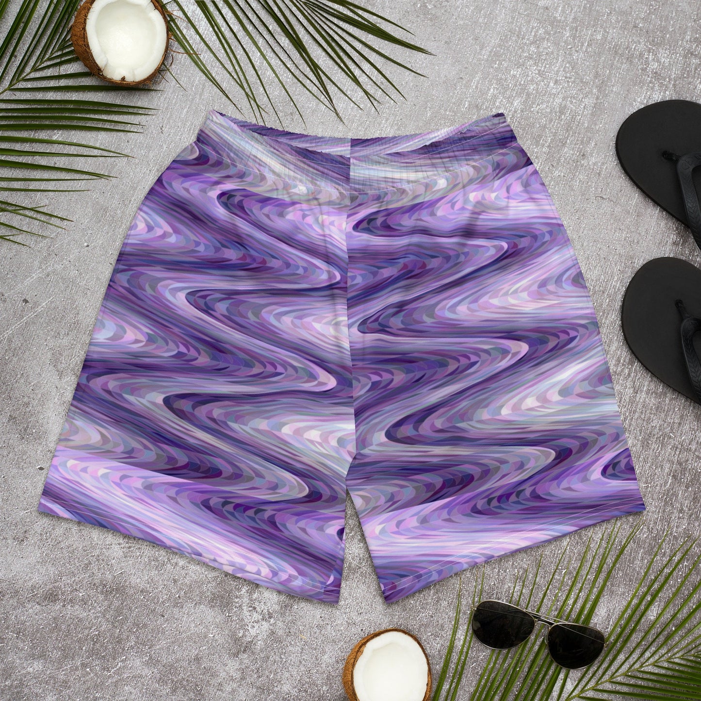 Purple Triangle Waves Men's Recycled Athletic Shorts