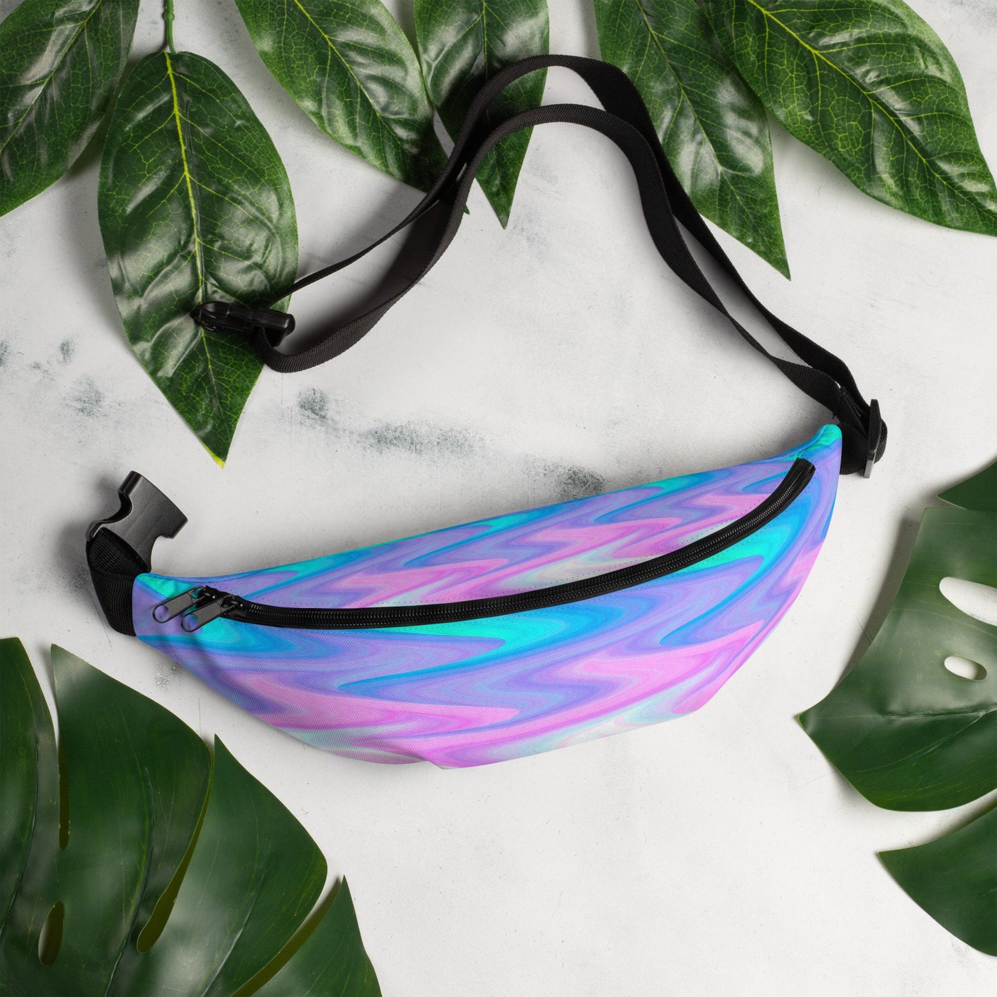 Pastel Peacock Waves Fanny Pack