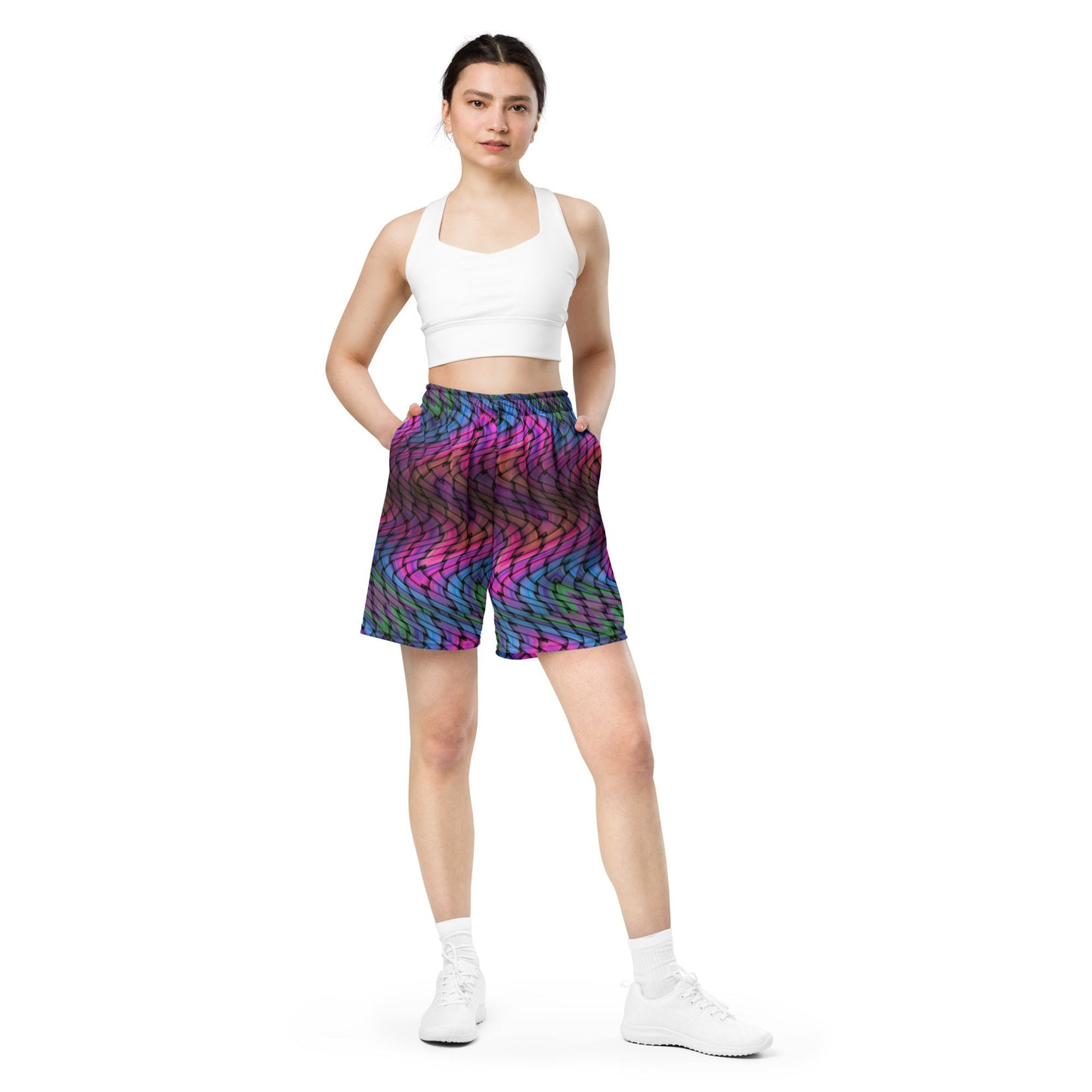 Psychedelic Basket Waves Unisex mesh shorts