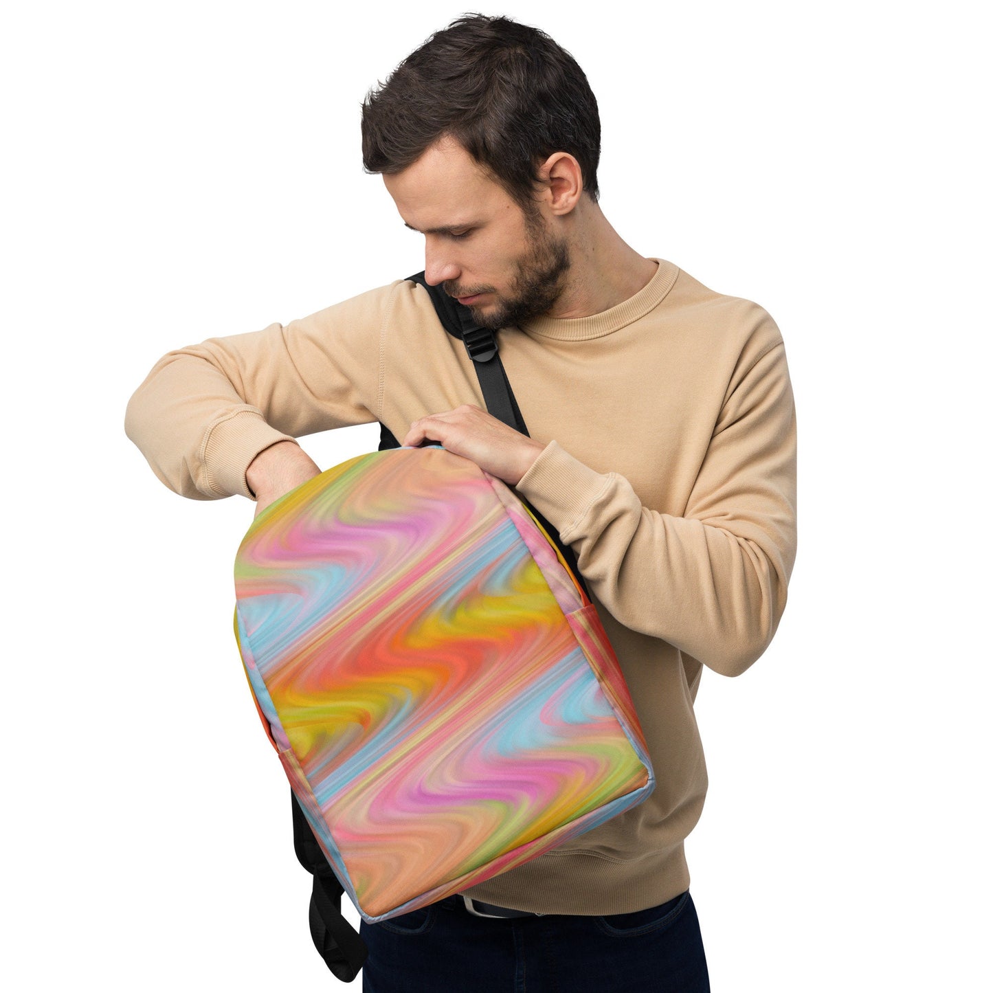 Soft Colorful Waves Minimalist Backpack