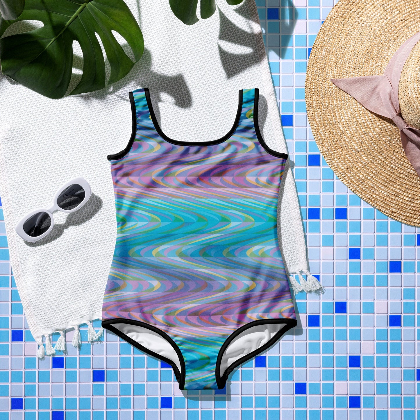 Smokey Mountain Waves All-Over Print Youth Swimsuit
