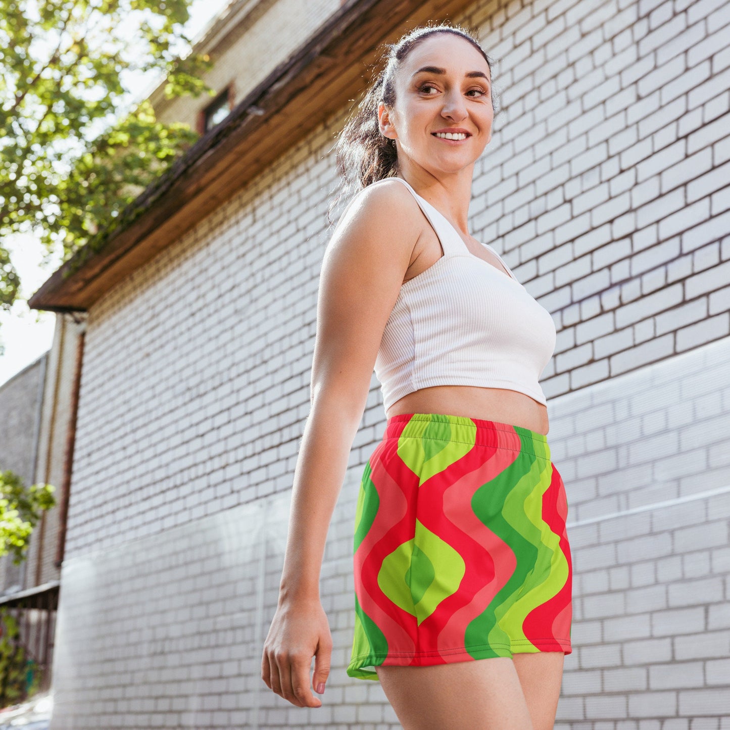 Watermelon Waves Women’s Recycled Athletic Shorts
