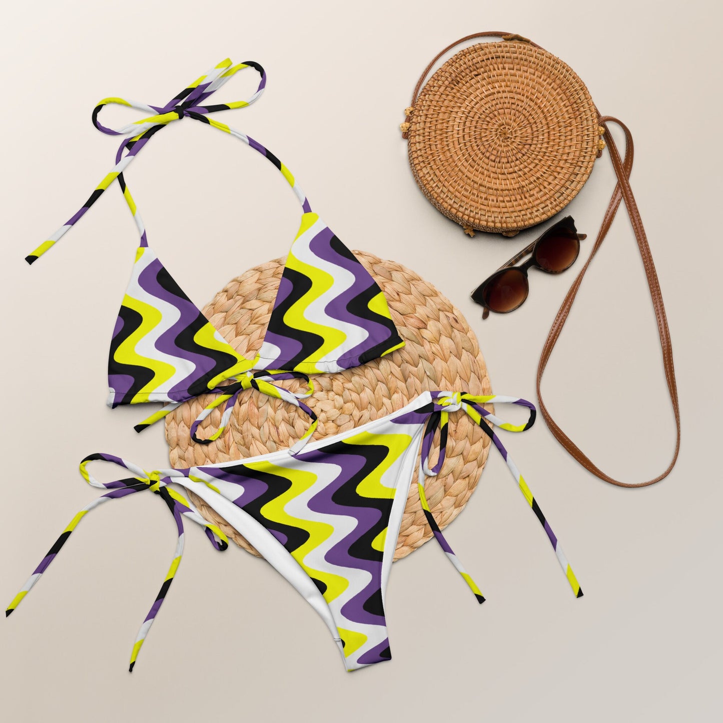 Non-Binary Pride Flag All-over print recycled string bikini