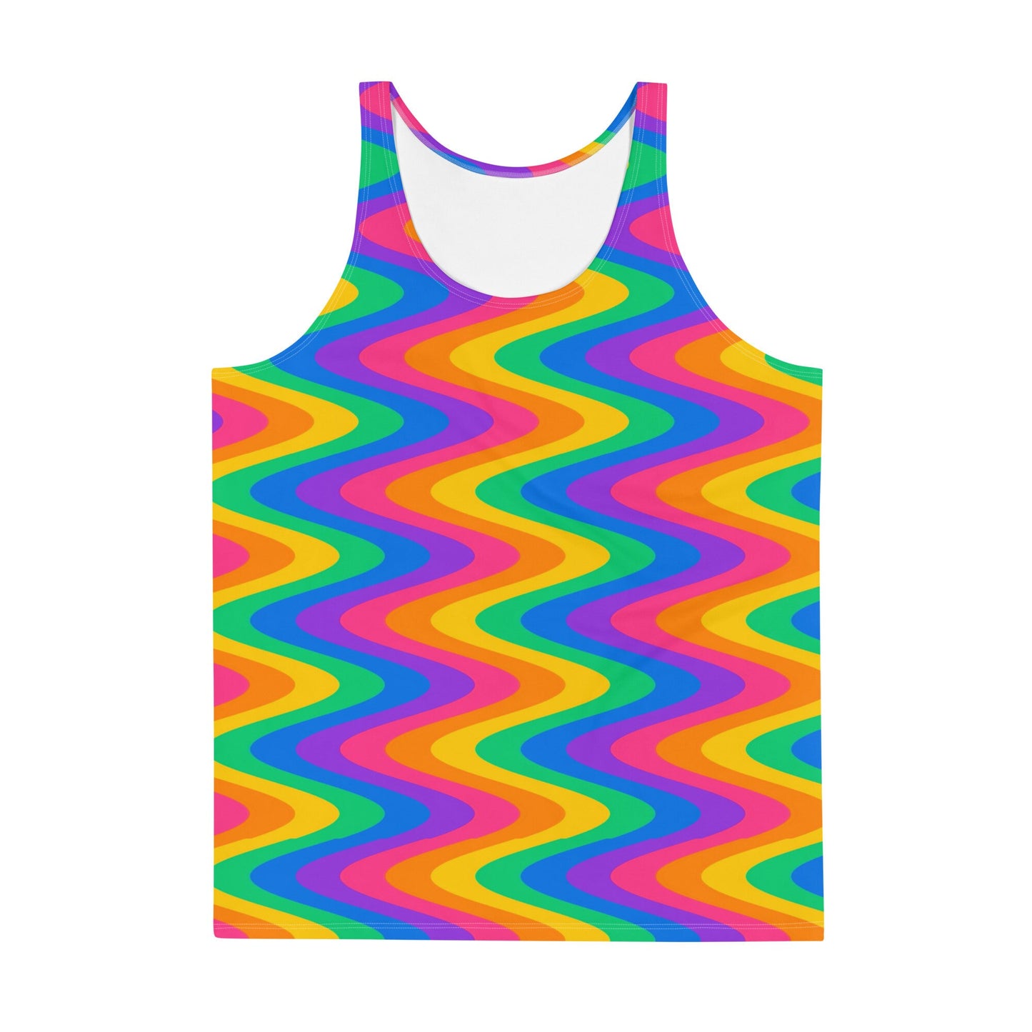 Sort of Neon Rainbow Waves Unisex Tank Top