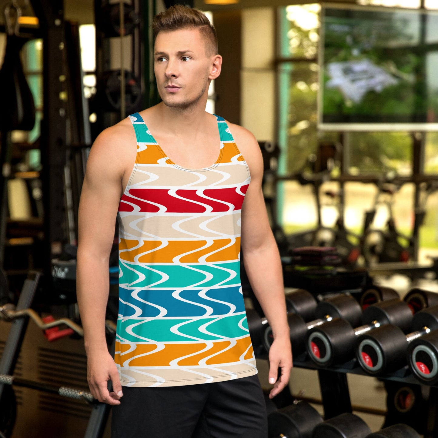 Summer Colorblock Waves Unisex Tank Top
