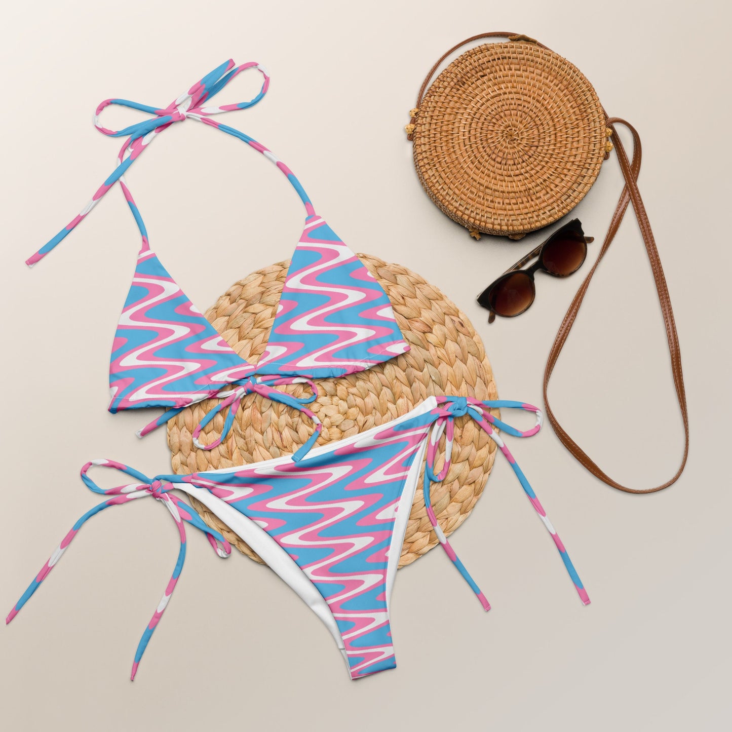 Transgender Pride Flag All-over print recycled string bikini