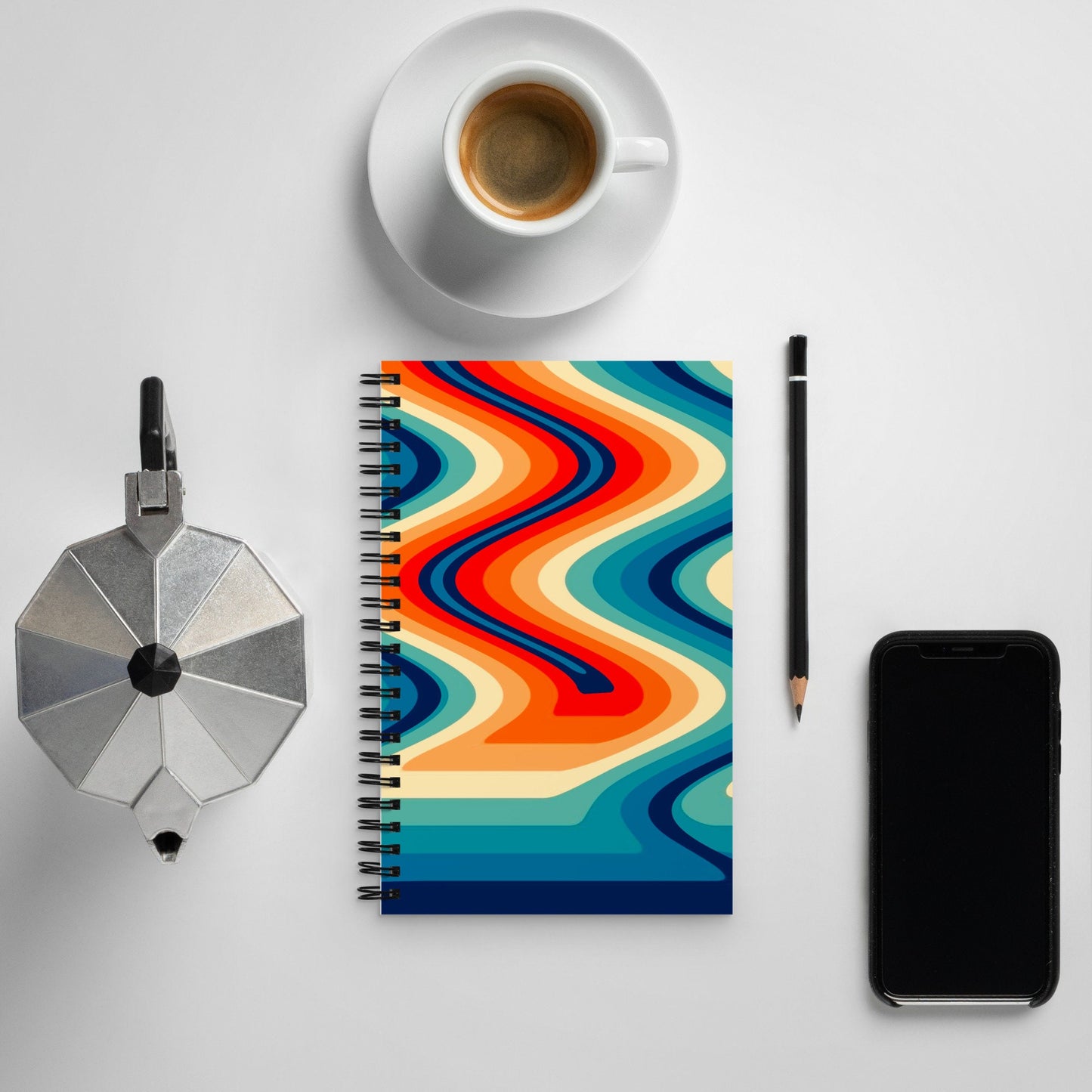 Fiery Ocean Waves Spiral notebook