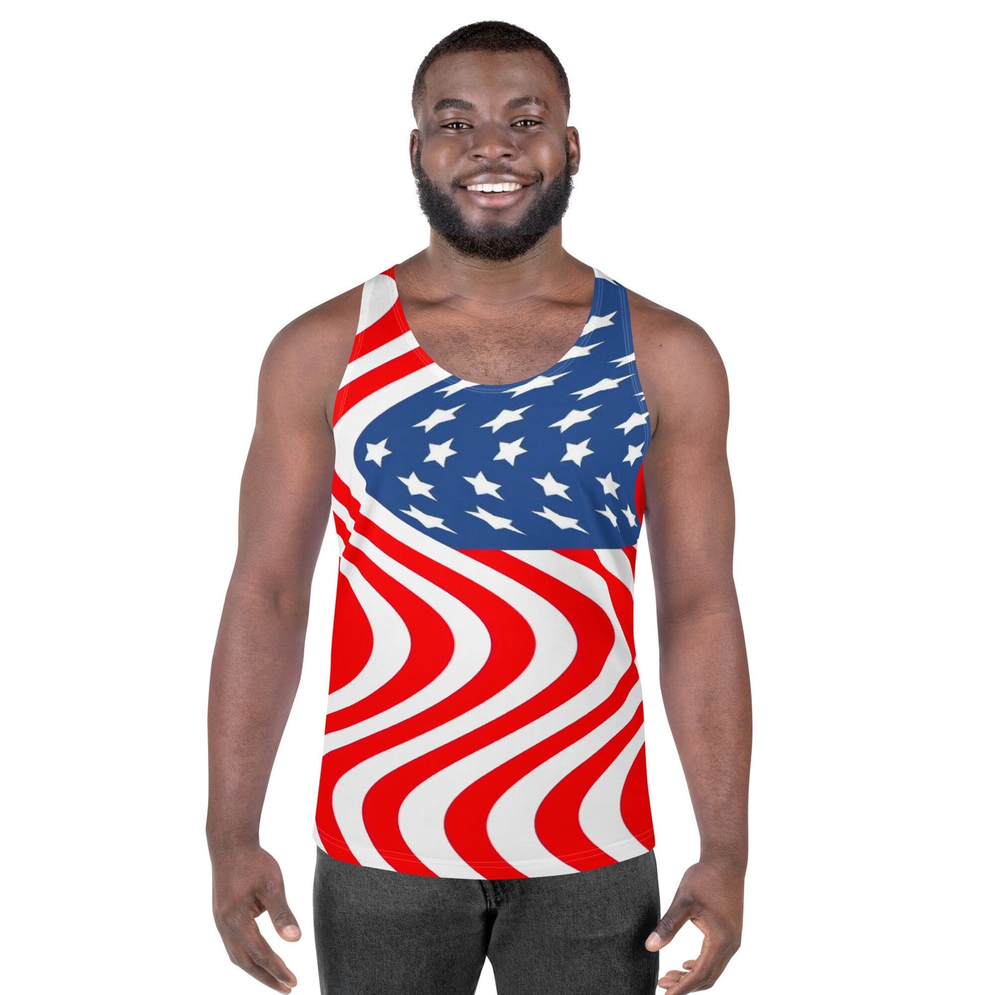 USA Flag Waves Unisex Tank Top