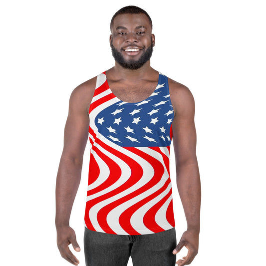 USA Flag Waves Unisex Tank Top