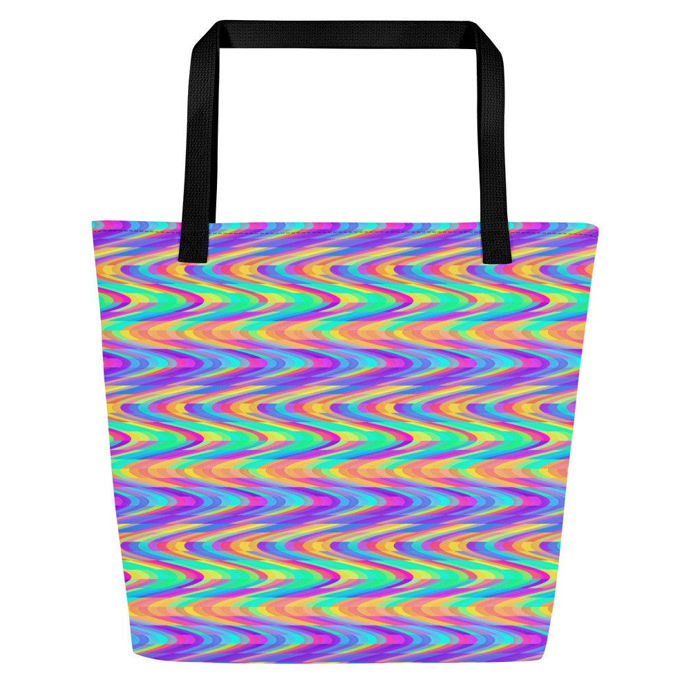 Prismatic Flow All-Over Print Large Tote Bag