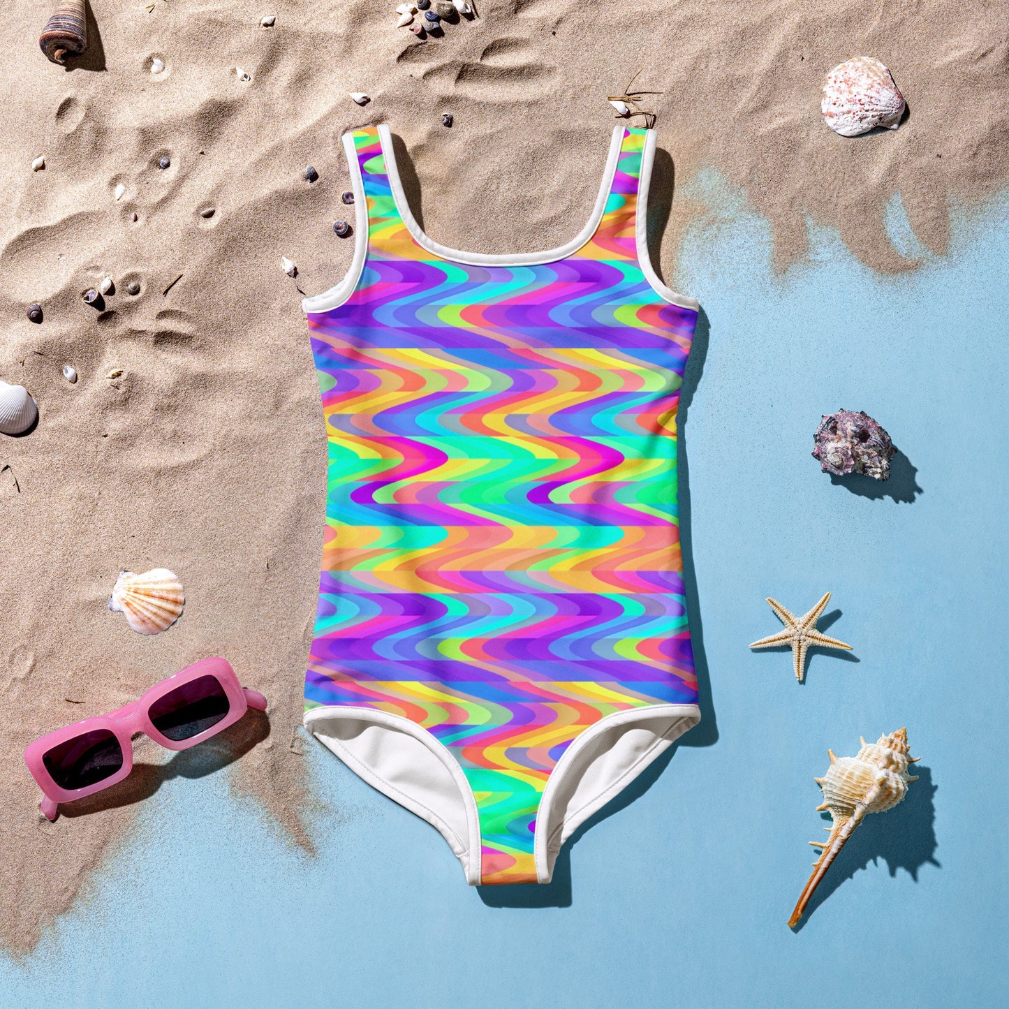 Prismatic Flow All-Over Print Kids Swimsuit