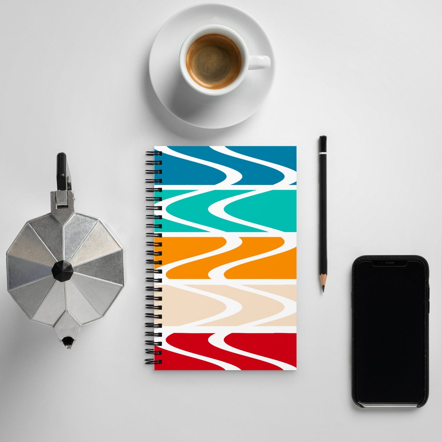 Summer Colorblock Waves Spiral notebook