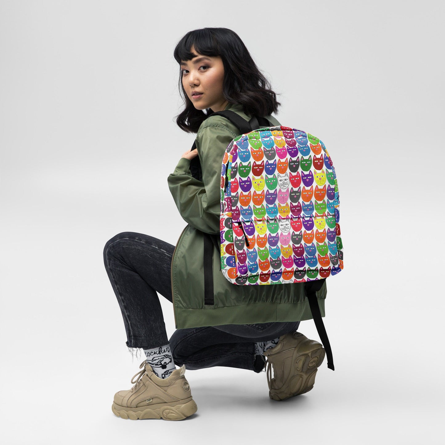 Cats Cats Cats Backpack with front pocket