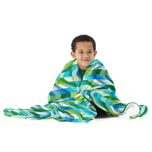 Blue/Green Waves Throw Blanket