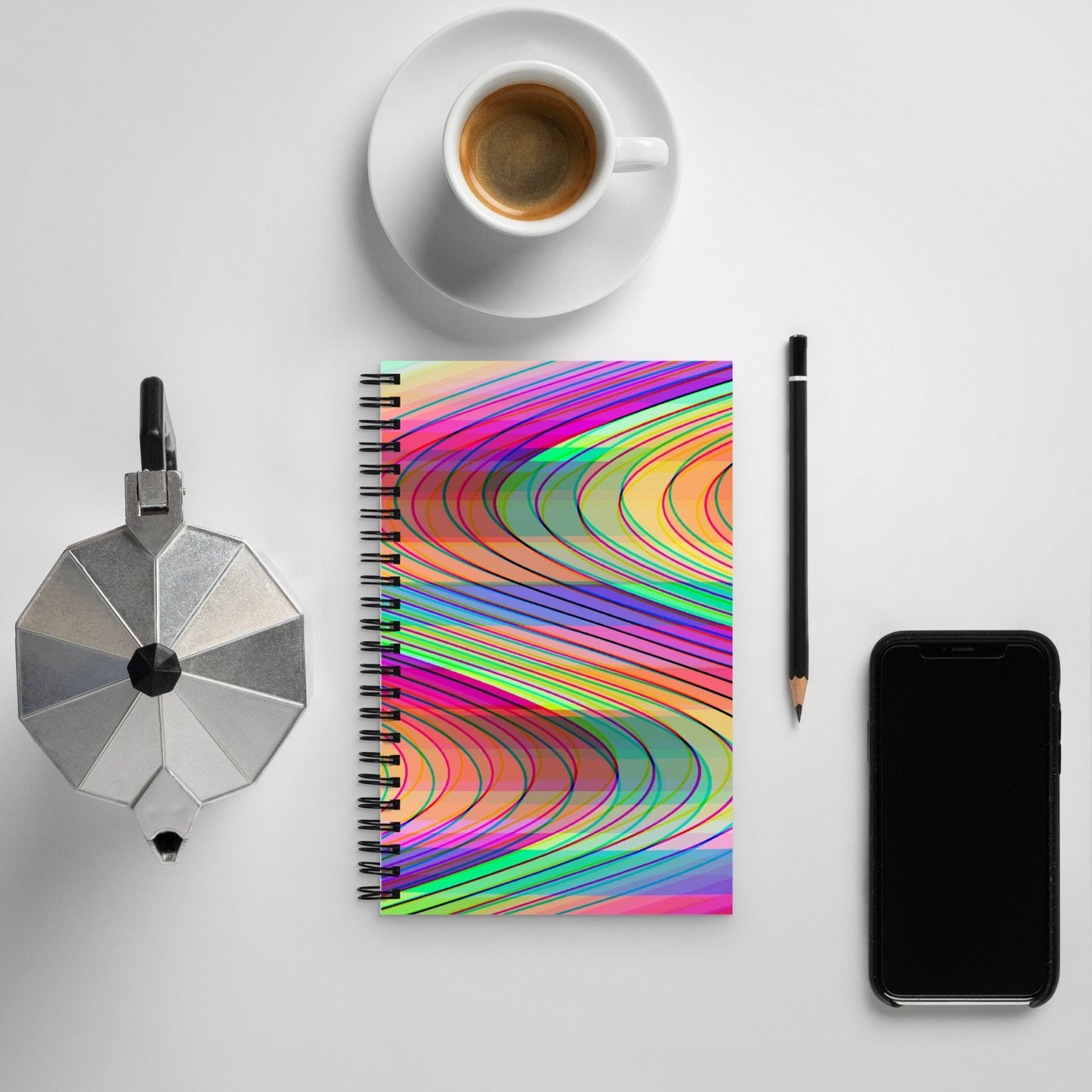 All Colors Double Vision Waves Spiral notebook