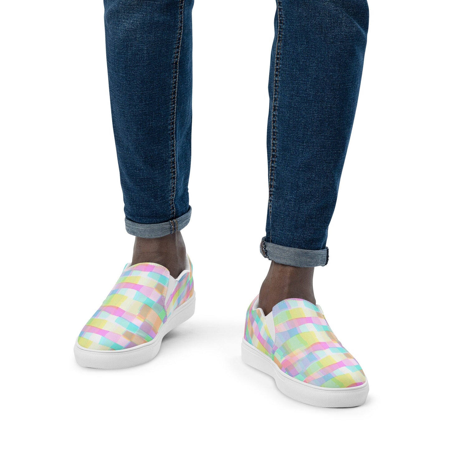 Chromatic/Bloom Easter Squares Men’s slip-on canvas shoes