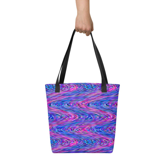 Computer Glitch Waves Tote bag