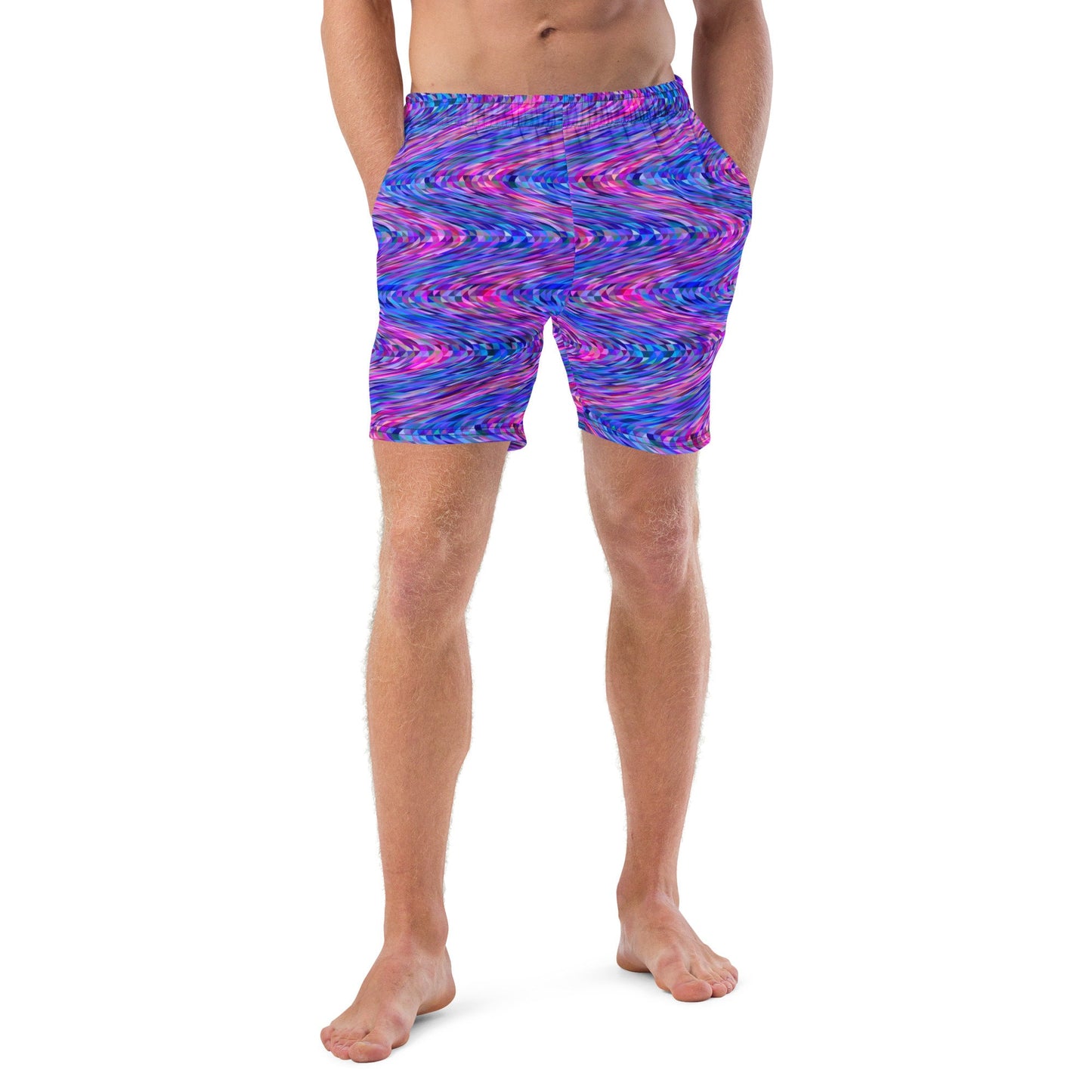 Computer Glitch Waves Men's swim trunks