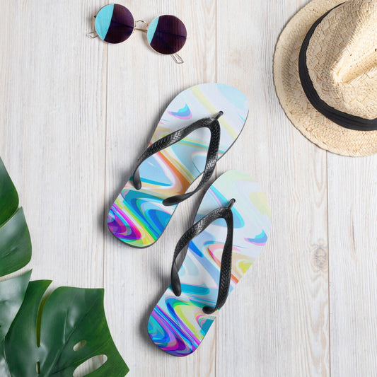 Colorful Cool Flame Waves Flip-Flops