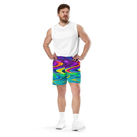 Bright Party Waves Unisex mesh shorts