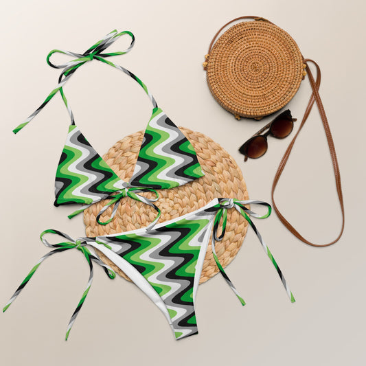 Aromantic Pride Flag All-over print recycled string bikini