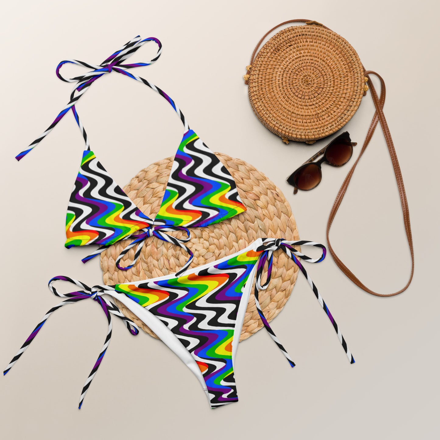 Ally Pride Flag All-over print recycled string bikini