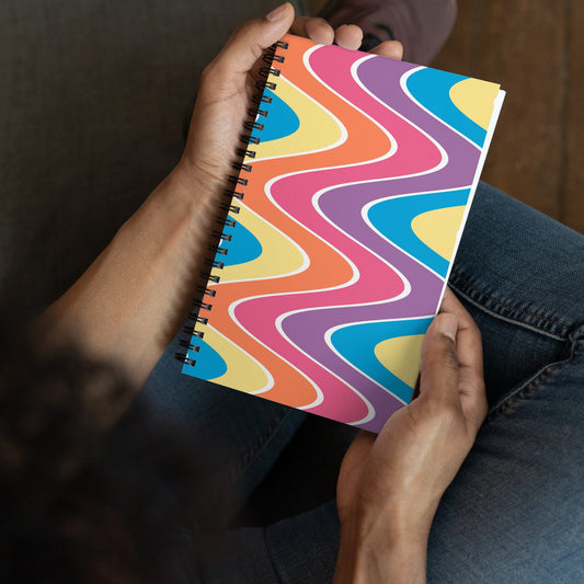 70s Rainbow Waves Spiral notebook